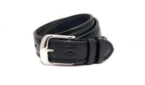 McRostie's Ingram belt, 1.5"/38mm in width , raised strap, two rows of stitching.