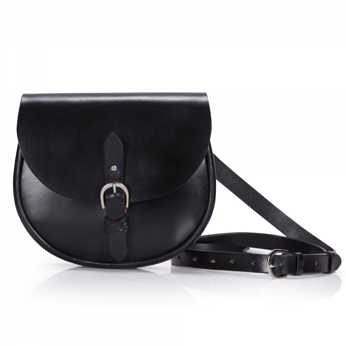 Iona Black Leather Saddle Bag | Women's Handbags Scotland